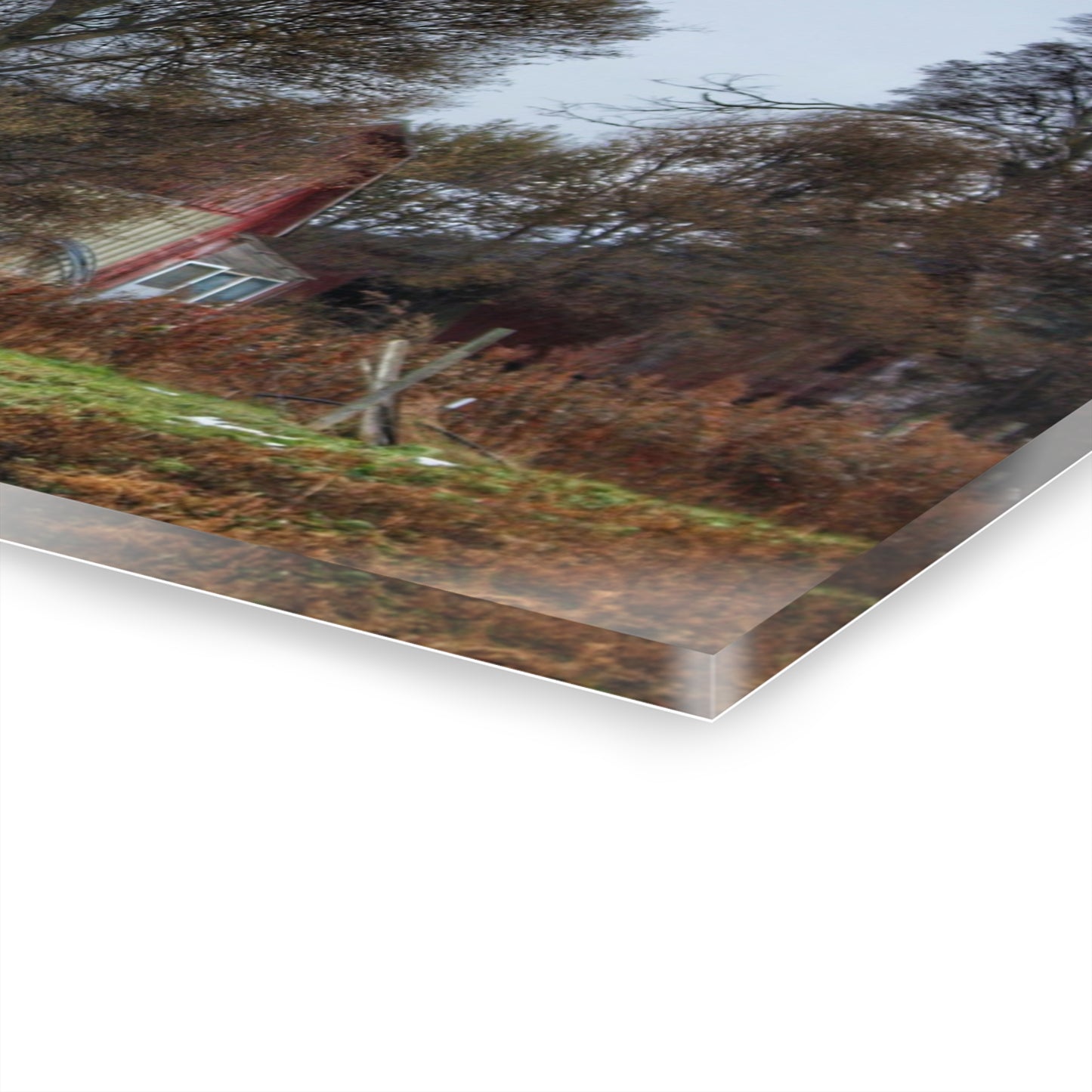 U R There Photography Dryden Road Reds and Playscape Rustic Farmhouse Acrylic Wall Print