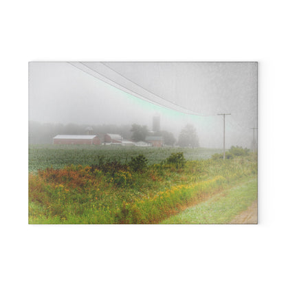 U R There Photography Beyond the Fog Rustic Farmhouse Tempered-Glass Cutting Board