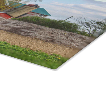 U R There Photography Cedar Creek Road Red Rustic Farmhouse Tempered-Glass Cutting Board