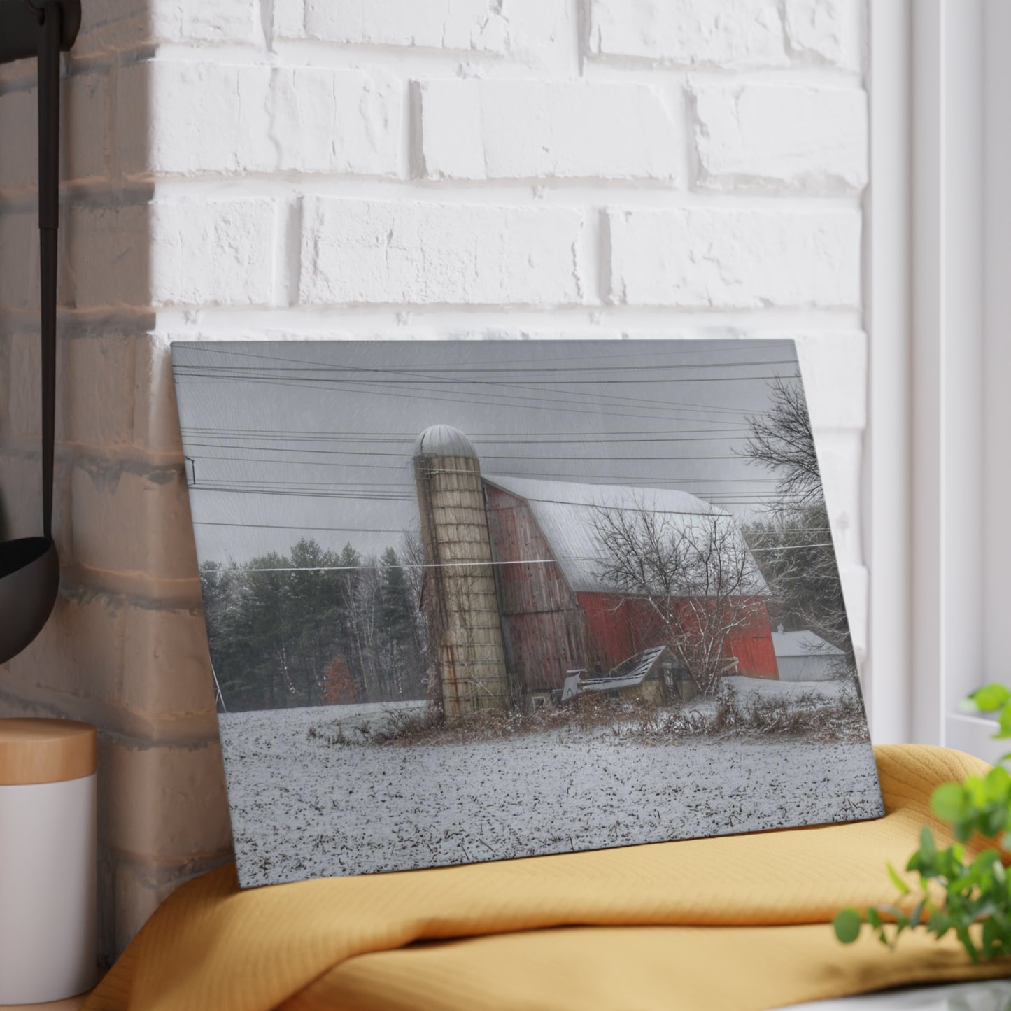 U R There Photography Arbela Road Red Rustic Farmhouse Tempered-Glass Cutting Board