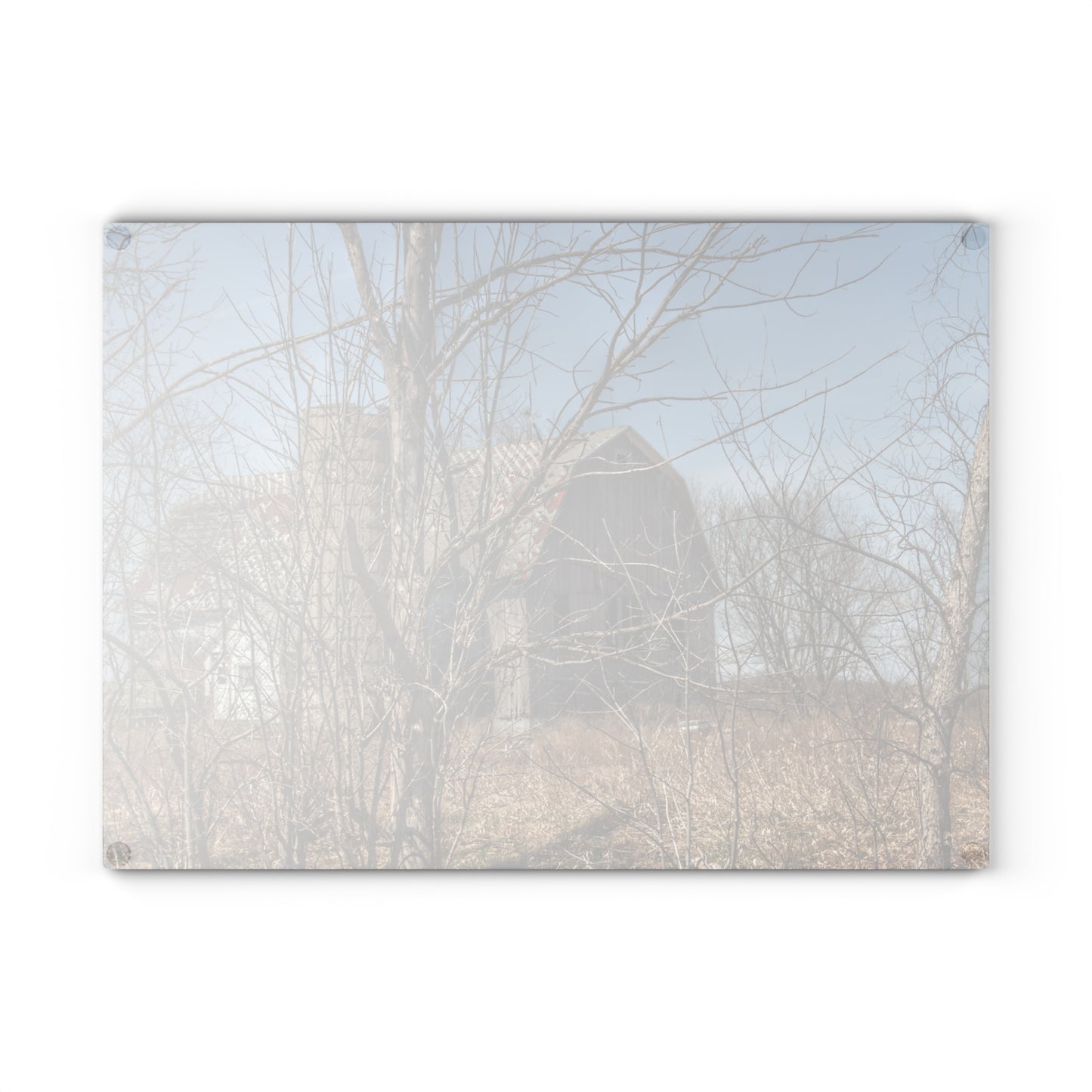 U R There Photography Hill Road Hidden Grey I Rustic Farmhouse Tempered-Glass Cutting Board