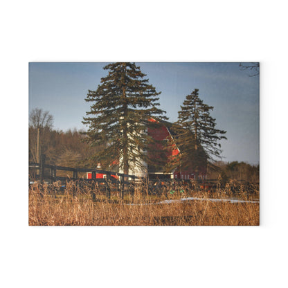U R There Photography Blood Road Red I Rustic Farmhouse Tempered-Glass Cutting Board