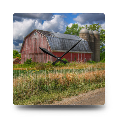 U R There Photography Shelby Red III Rustic Farmhouse Acrylic Analog Wall Clock