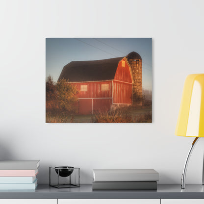 U R There Photography Klam Road Red Meets Foggy Sunrise II Rustic Farmhouse Acrylic Wall Print 20"x16"