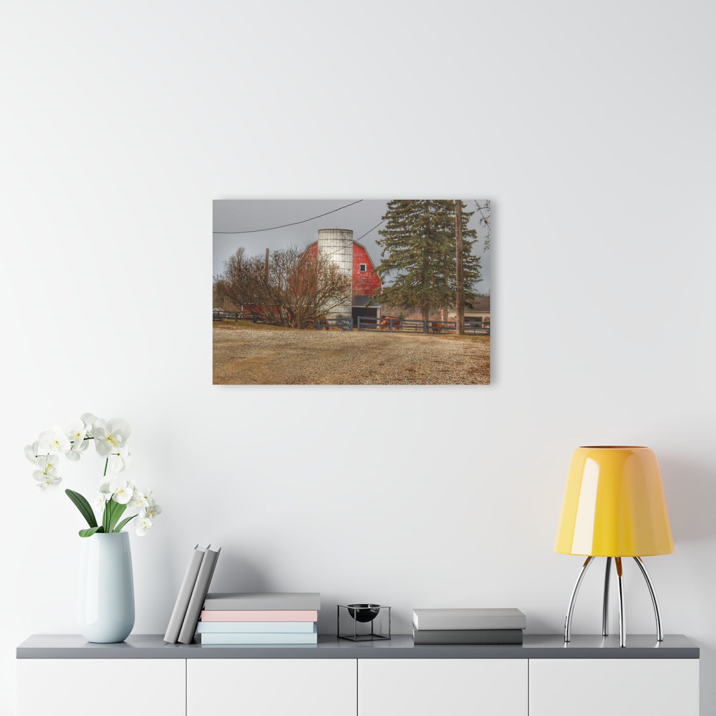 U R There Photography Blood Road Red and Horses Rustic Farmhouse Acrylic Wall Print