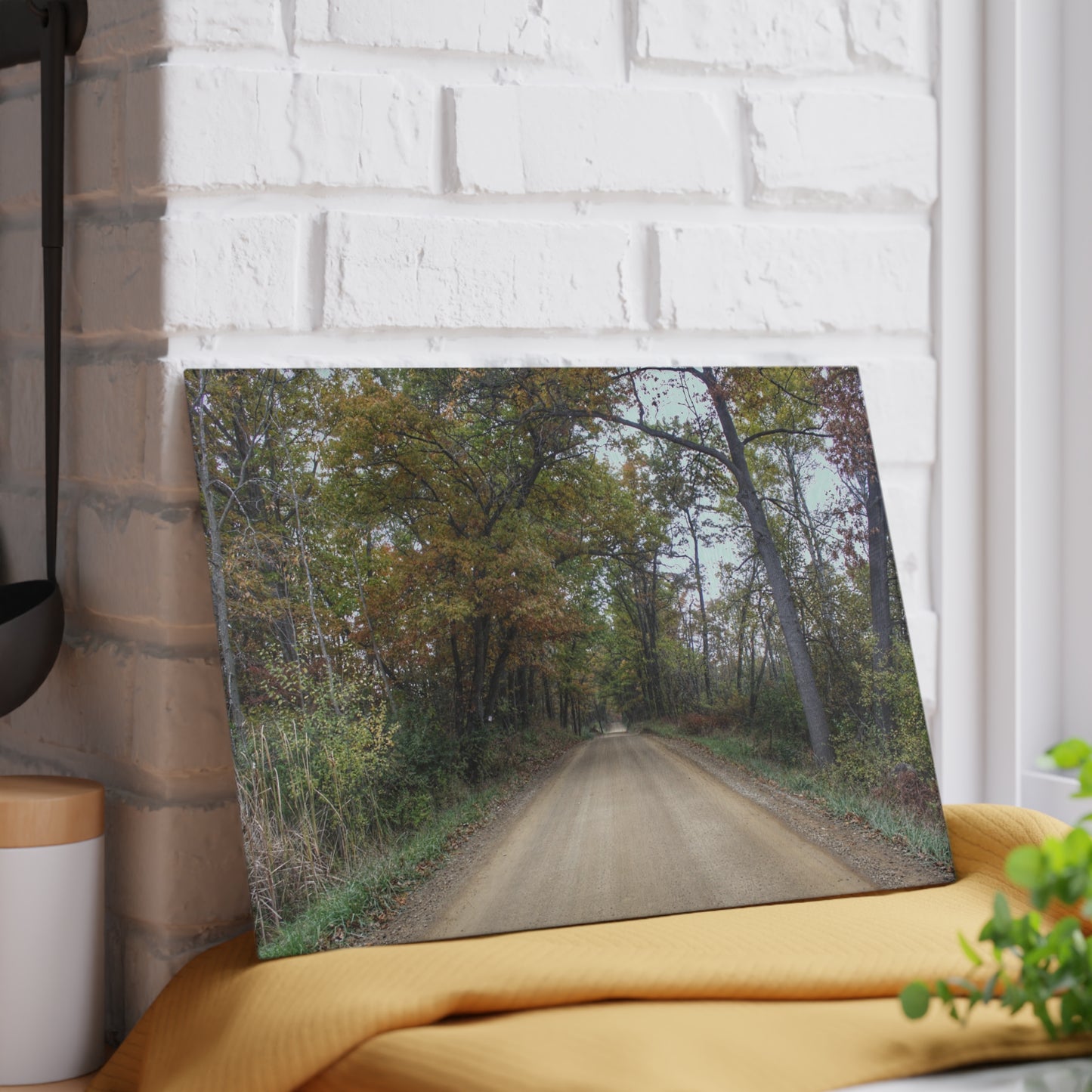 U R There Photography Country Roads in Dryden II Rustic Farmhouse Tempered-Glass Cutting Board