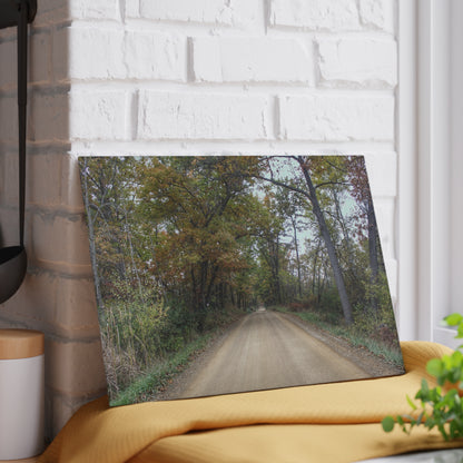 U R There Photography Country Roads in Dryden II Rustic Farmhouse Tempered-Glass Cutting Board