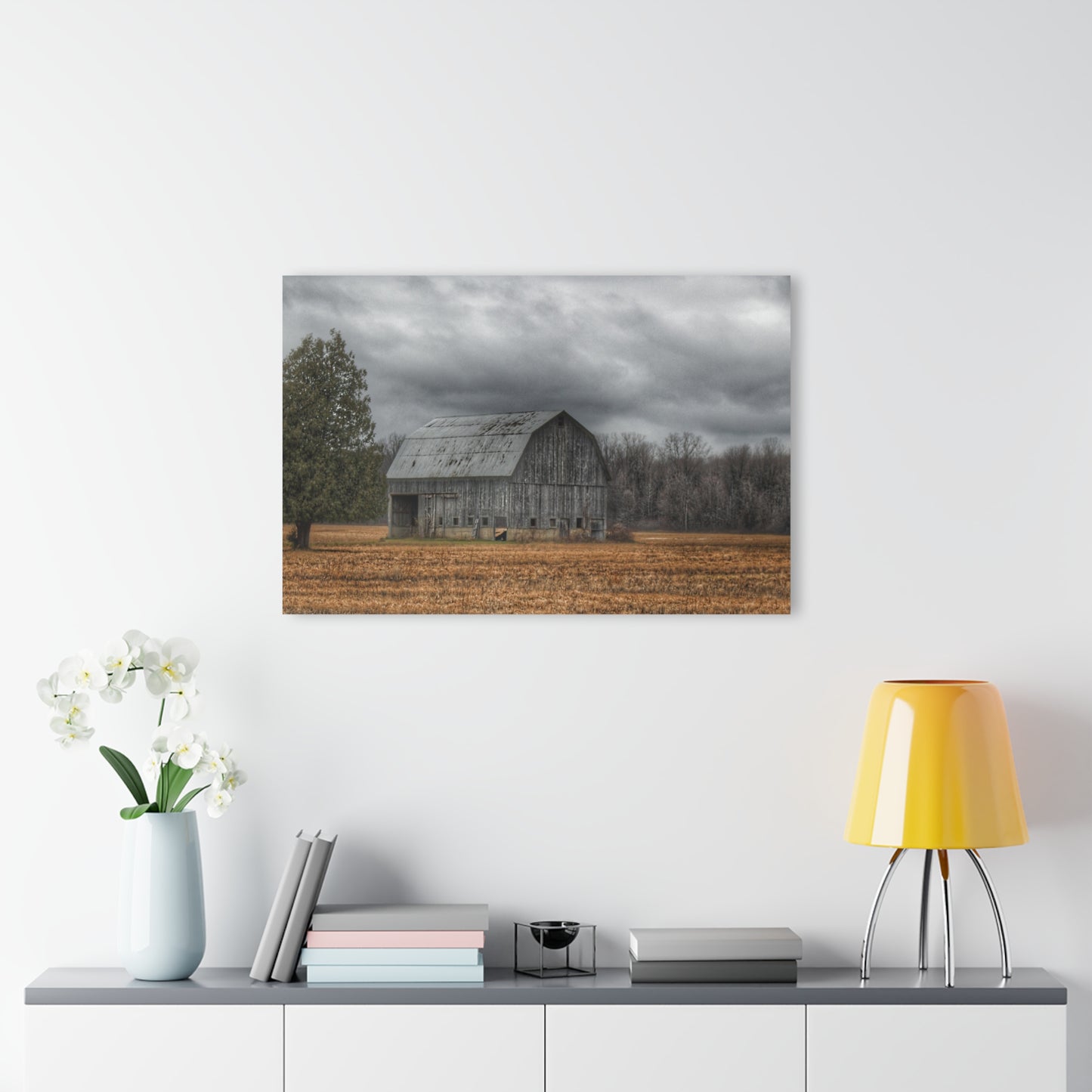 U R There Photography Grey Barn and Tree Rustic Farmhouse Acrylic Wall Print