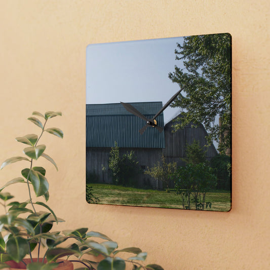 U R There Photography Bordman Road Greys Rustic Farmhouse Acrylic Analog Wall Clock