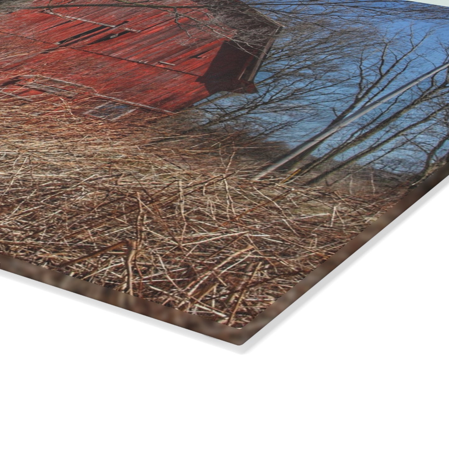 U R There Photography East Dodge Road Red Rustic Farmhouse Tempered-Glass Cutting Board