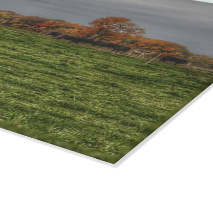 U R There Photography Oak Cows Rustic Farmhouse Tempered-Glass Cutting Board 8"x 11"