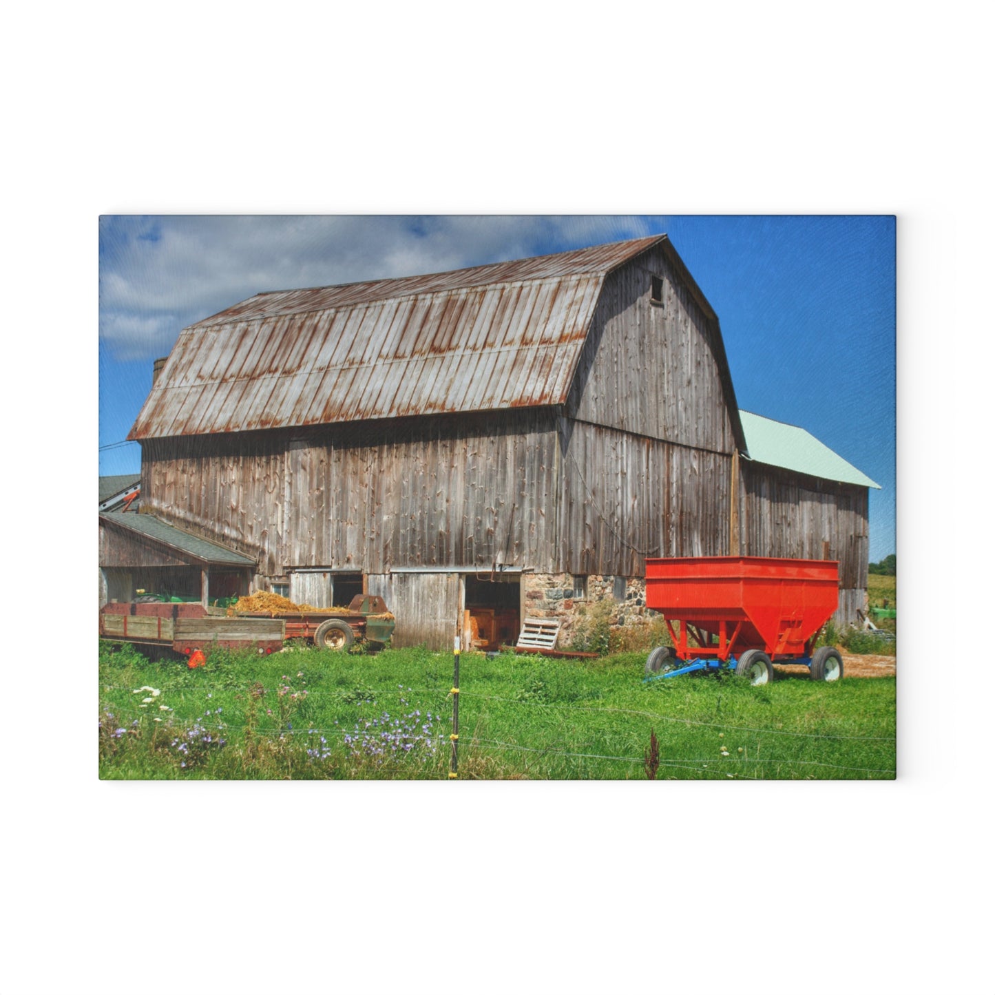 U R There Photography Kings Mill Grey Rustic Farmhouse Tempered-Glass Cutting Board