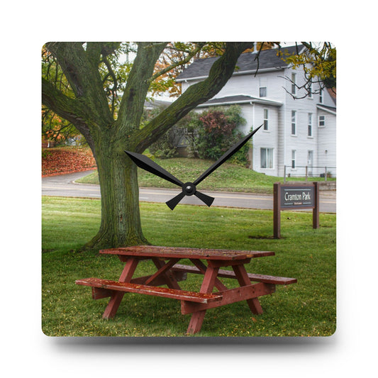 Picnic in the Park Rustic Farmhouse Acrylic Analog Wall Clock 10.75'' × 10.75'' (Square)