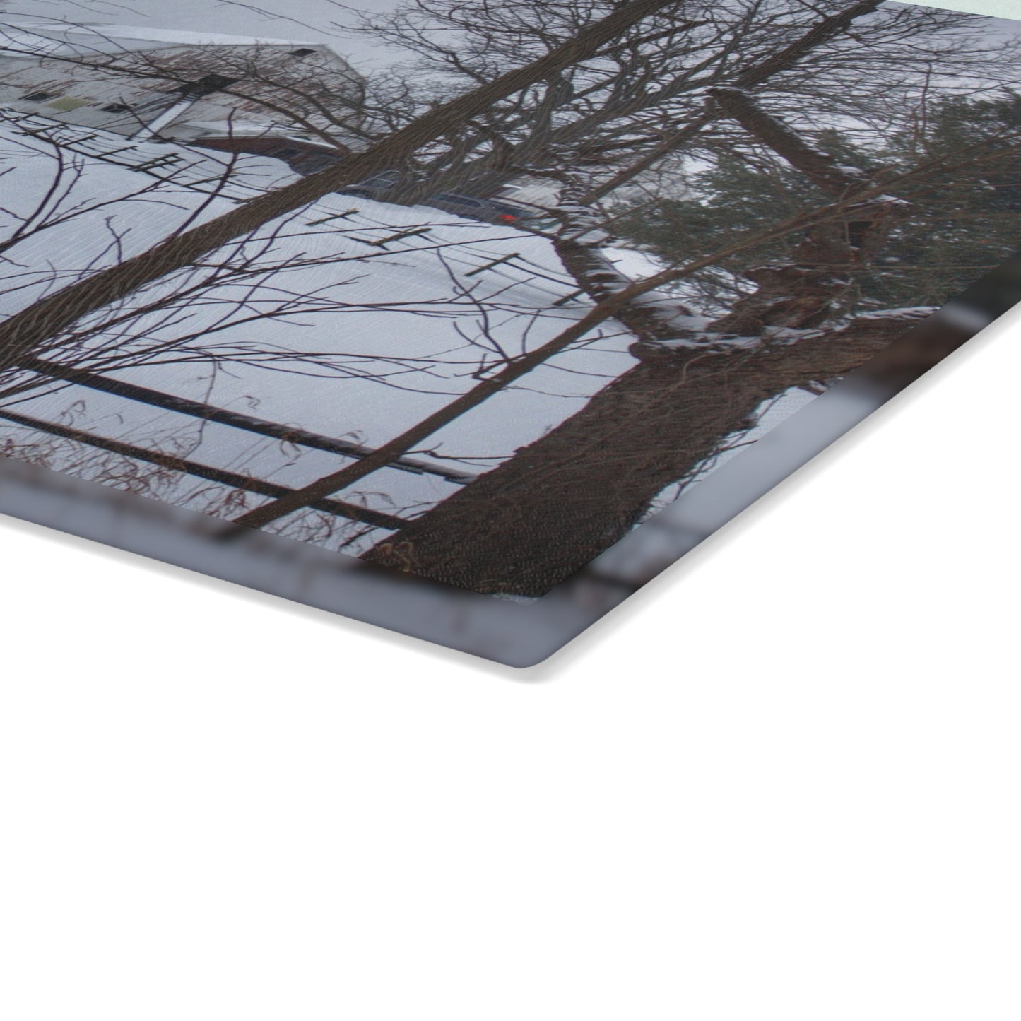 U R There Photography Oakwood Hidden White Rustic Farmhouse Tempered-Glass Cutting Board