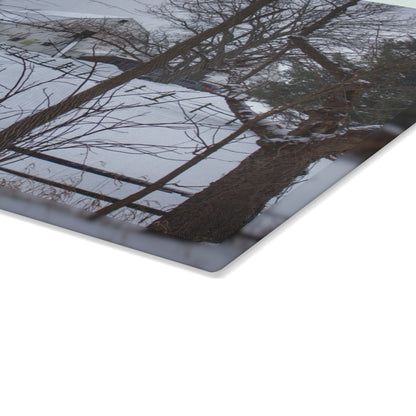 U R There Photography Oakwood Hidden White Rustic Farmhouse Tempered-Glass Cutting Board