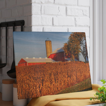 U R There Photography Lake Pleasant Reds I Rustic Farmhouse Tempered-Glass Cutting Board