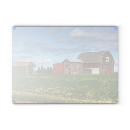 U R There Photography Unionville Reds Rustic Farmhouse Tempered-Glass Cutting Board