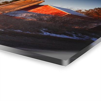 U R There Photography Mount Morris Road Reds and Silo in Winter Rustic Farmhouse Acrylic Wall Print