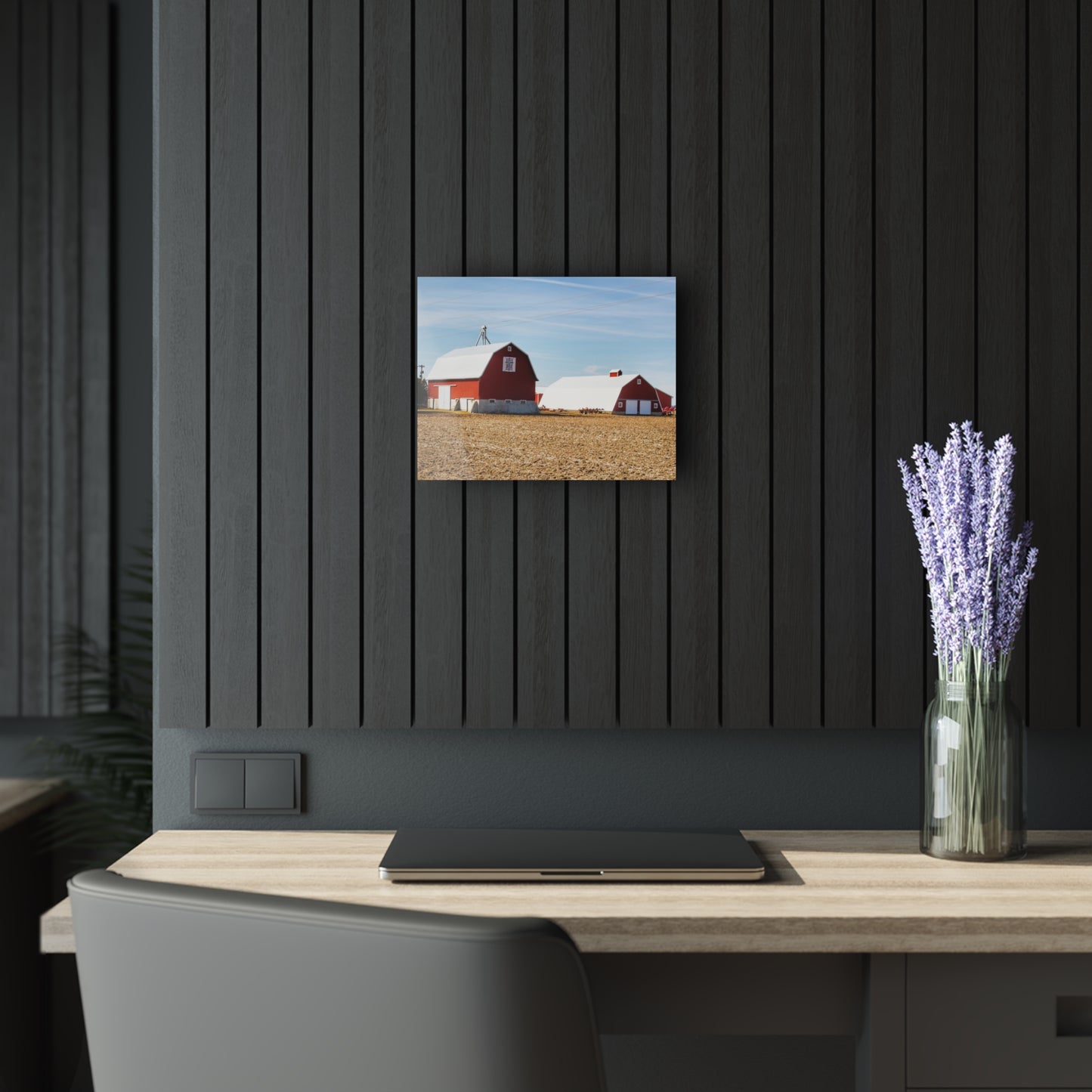 U R There Photography French Road Quilted Red Rustic Farmhouse Acrylic Wall Print