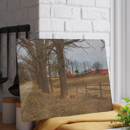 U R There Photography Wilder Road Cow Farm Rustic Farmhouse Tempered-Glass Cutting Board