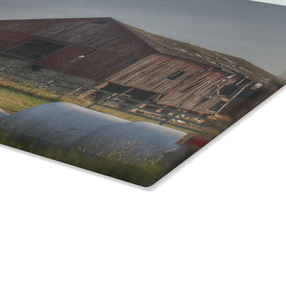 U R There Photography Irish Road Old Reds I Rustic Farmhouse Tempered-Glass Cutting Board