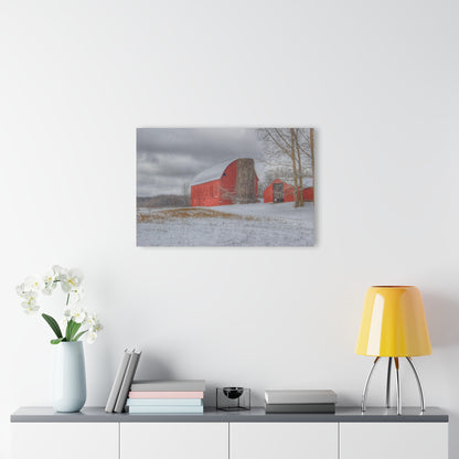 U R There Photography Catlin Reds in Winter II Rustic Farmhouse Acrylic Wall Print