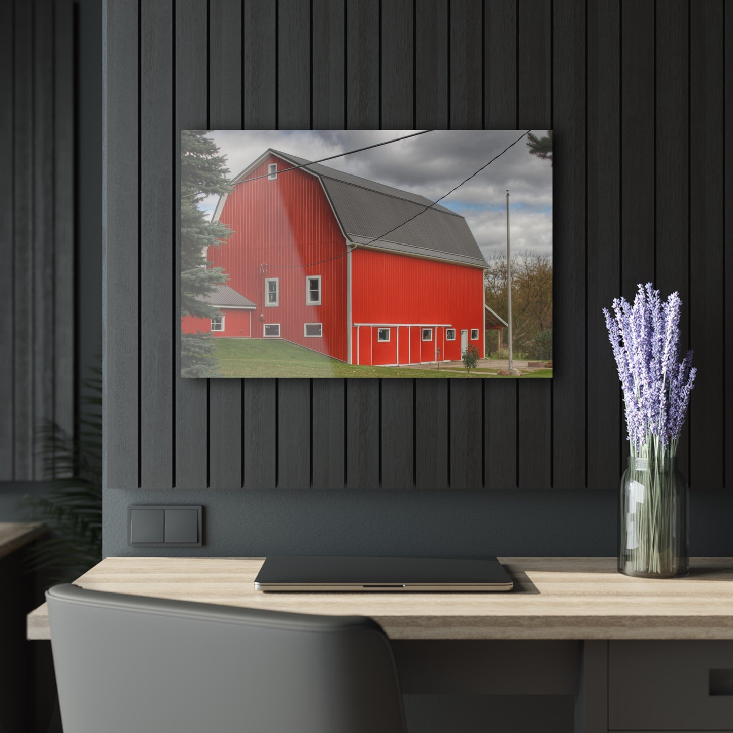 U R There Photography Connell Road Modern Red Rustic Farmhouse Acrylic Wall Print