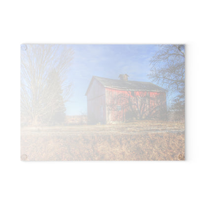 U R There Photography M-24 Barn at the Bend II Rustic Farmhouse Tempered-Glass Cutting Board 8"x 11"