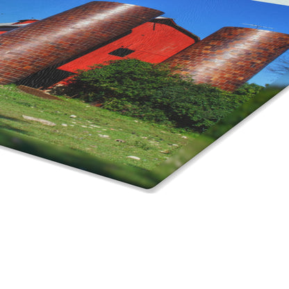 U R There Photography Baldwin Red I Rustic Farmhouse Tempered-Glass Cutting Board