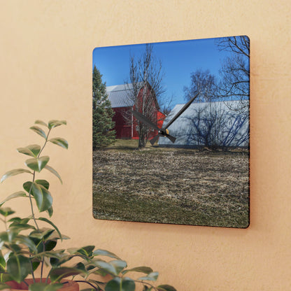 U R There Photography German Road Reds Rustic Farmhouse Acrylic Analog Wall Clock