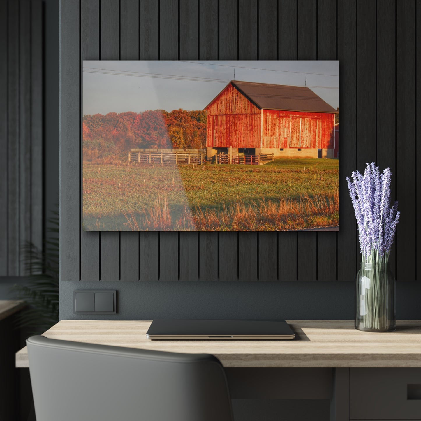 U R There Photography Lake Pleasant Corral Red II Rustic Farmhouse Acrylic Wall Print