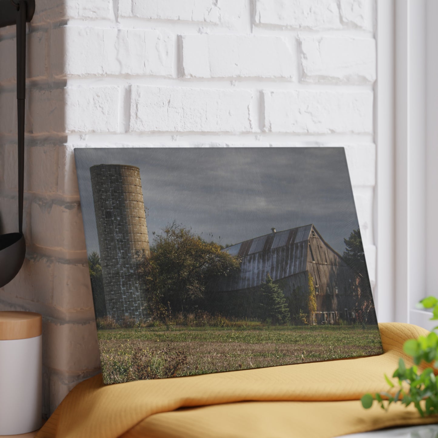 U R There Photography Collapsing in Croswell Rustic Farmhouse Tempered-Glass Cutting Board