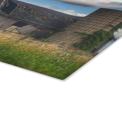 U R There Photography Millington Forgotten Grey Rustic Farmhouse Tempered-Glass Cutting Board