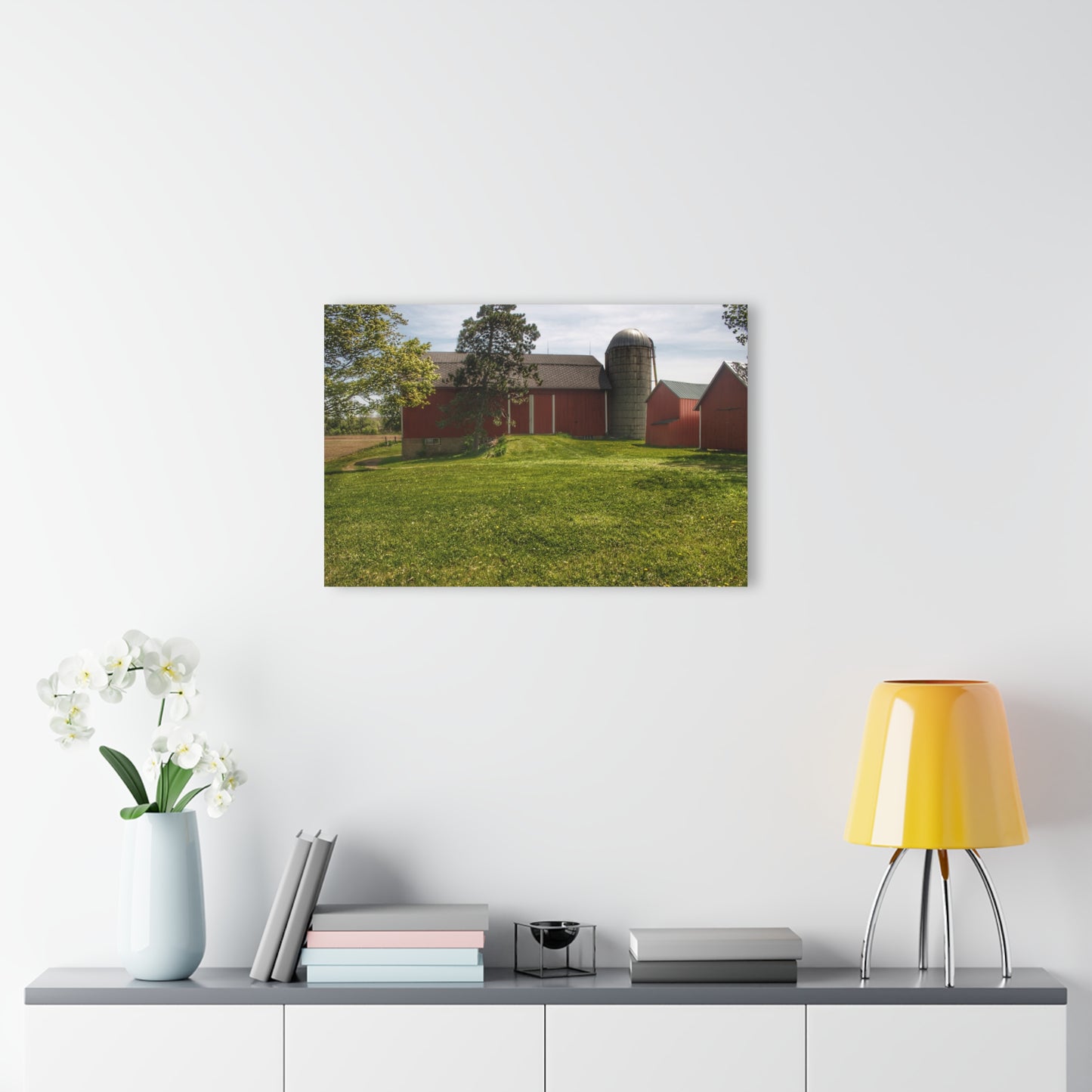 U R There Photography Maple Leaf Road Red Rustic Farmhouse Acrylic Wall Print