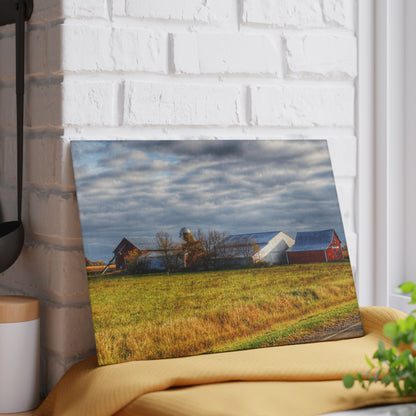 U R There Photography Marlette Road Farm I Rustic Farmhouse Tempered-Glass Cutting Board