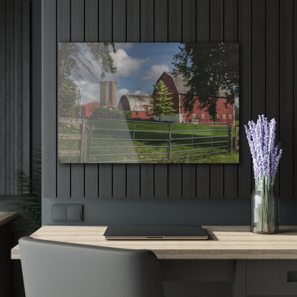 U R There Photography Hough Road Reds and Silo I Rustic Farmhouse Acrylic Wall Print