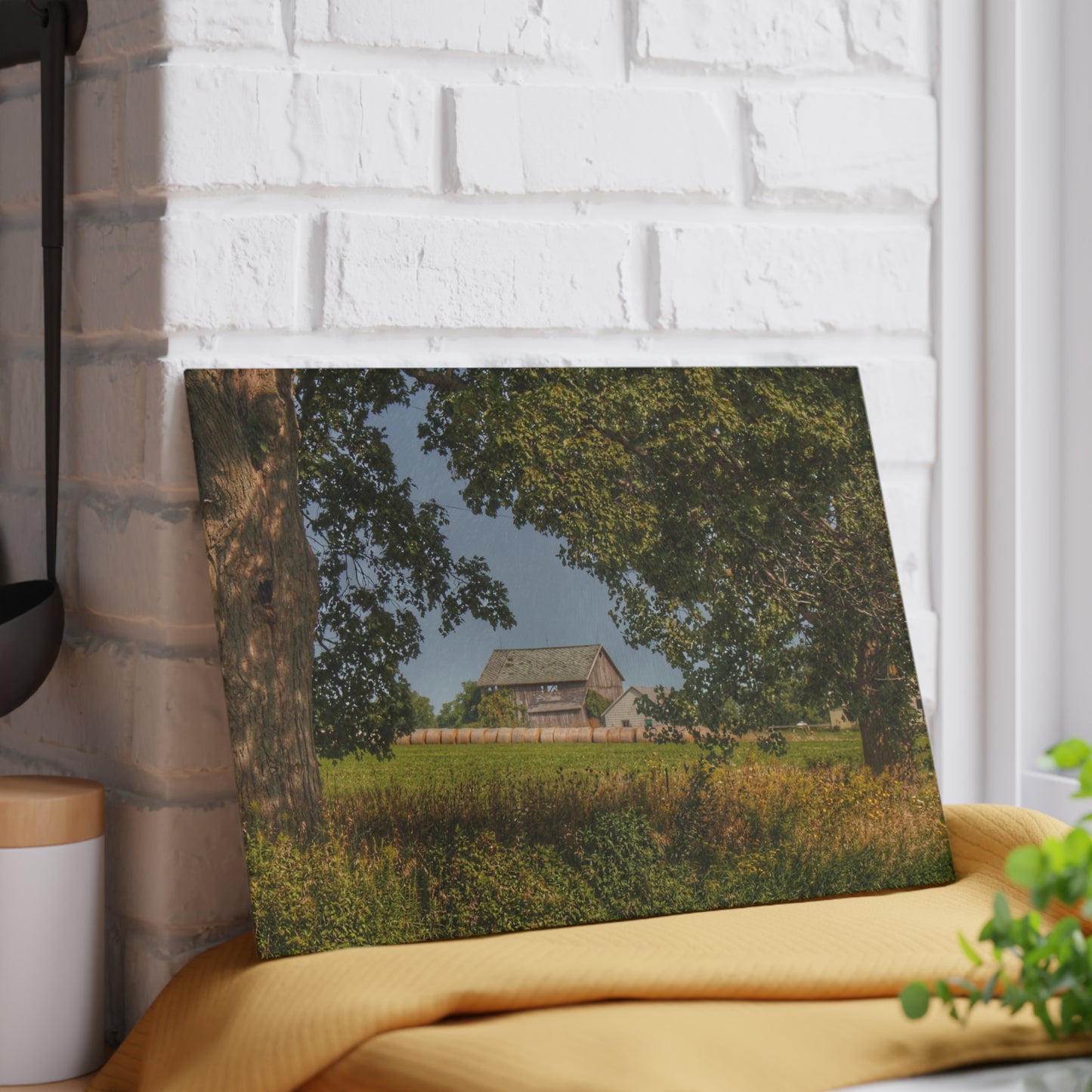 U R There Photography Treasurer Road Haybarn Rustic Farmhouse Tempered-Glass Cutting Board