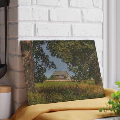 U R There Photography Treasurer Road Haybarn Rustic Farmhouse Tempered-Glass Cutting Board