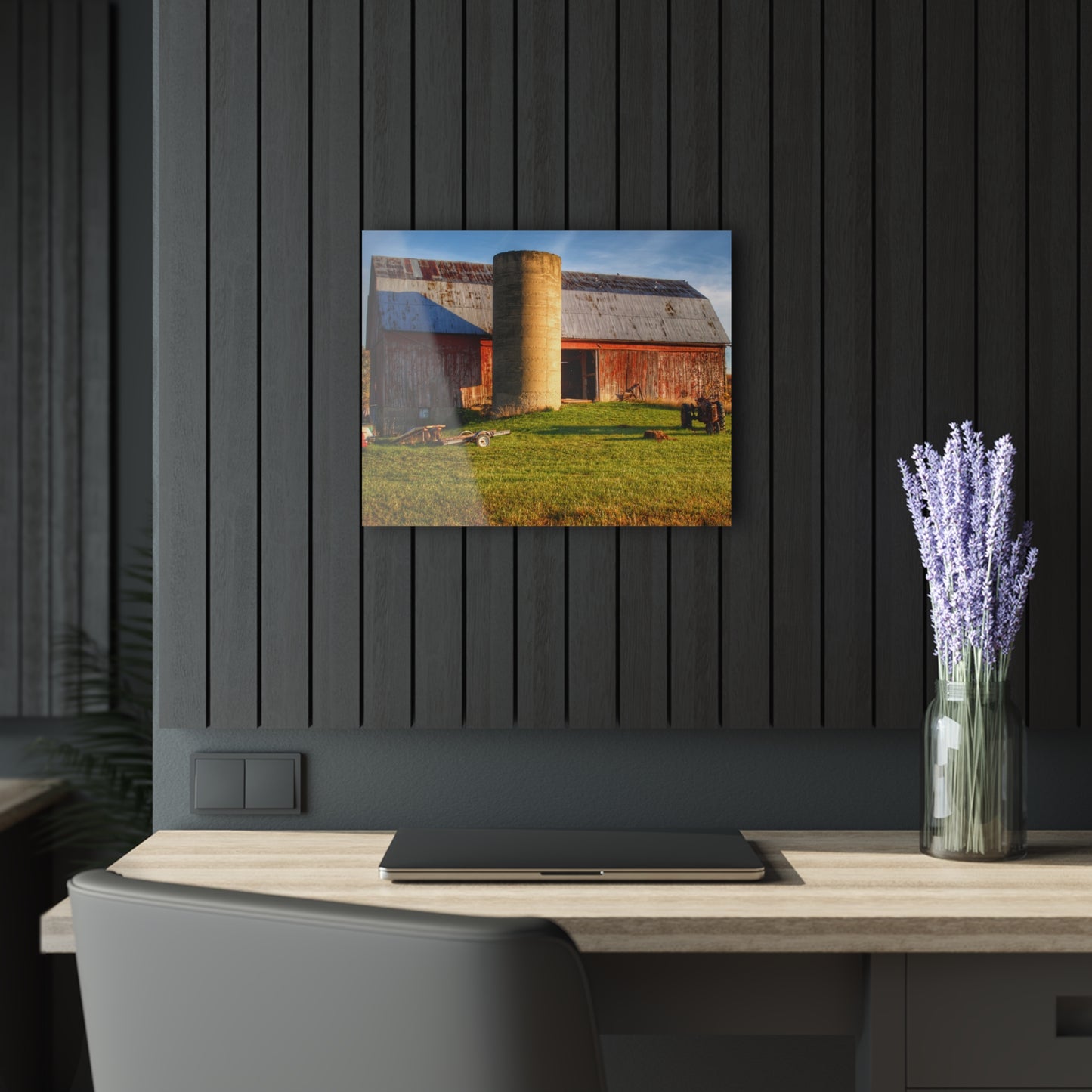 U R There Photography Peck Road Red and Silo Rustic Farmhouse Acrylic Wall Print