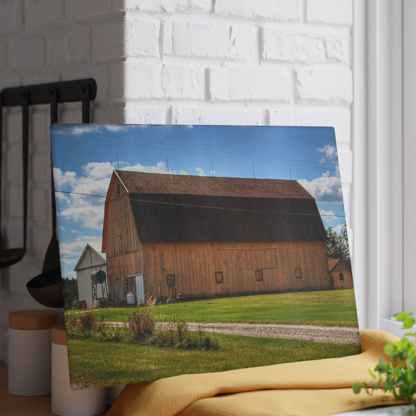 U R There Photography Bristol Gold Rustic Farmhouse Tempered-Glass Cutting Board