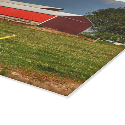 U R There Photography Clifford Farm and Silo Rustic Farmhouse Tempered-Glass Cutting Board