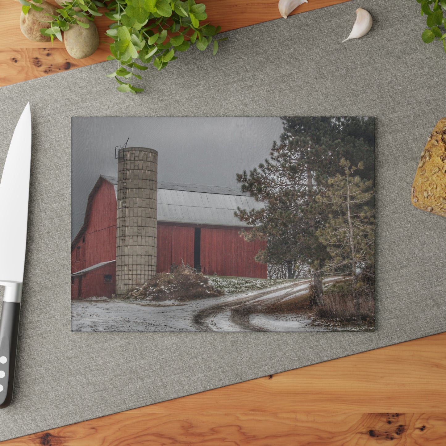 Barn Boutique Rustic Tempered-Glass Cutting Board| South Kirk Road Red