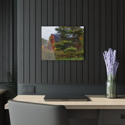 U R There Photography Green Corners Road Hidden Red Rustic Farmhouse Acrylic Wall Print