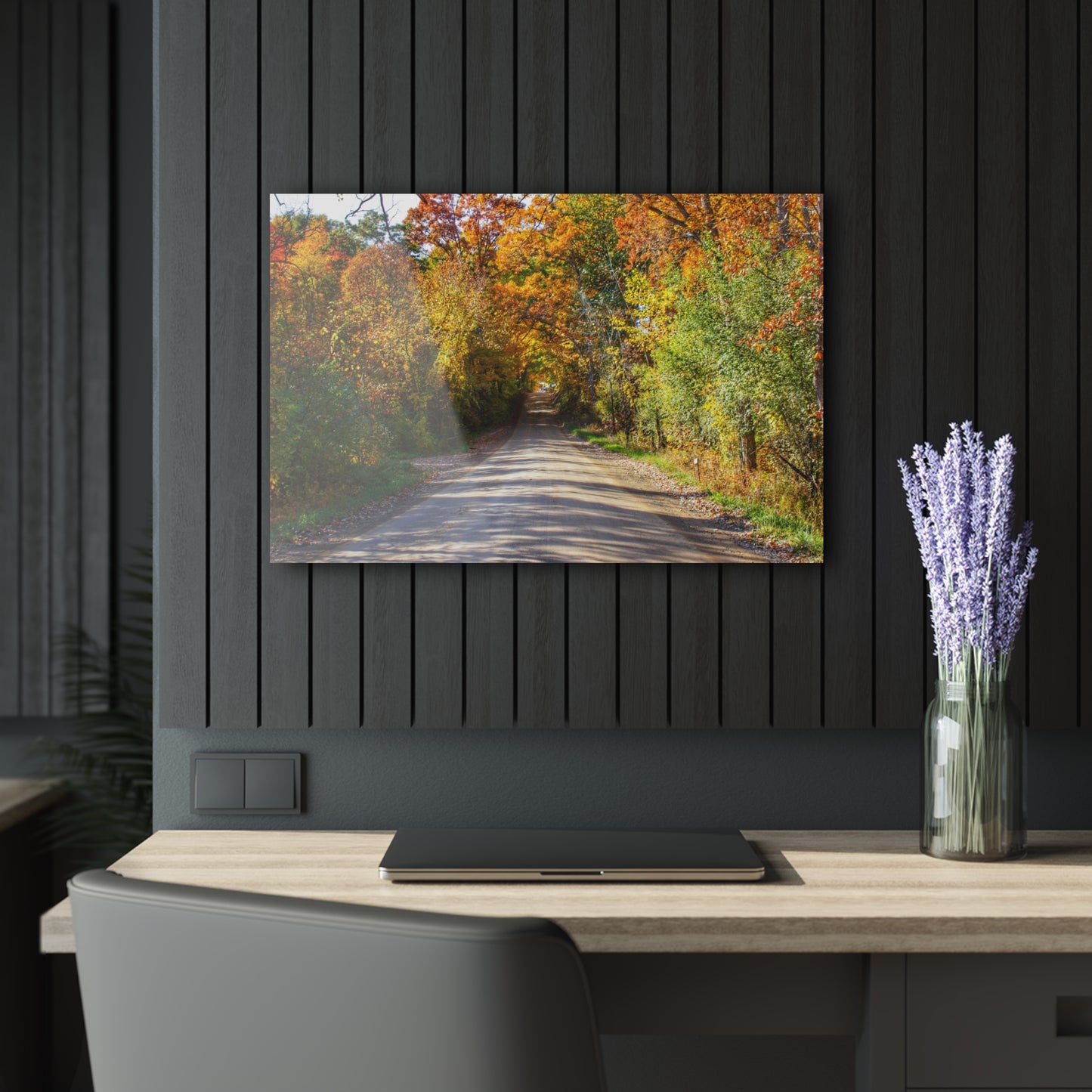 U R There Photography Harson Road in Fall II Rustic Farmhouse Acrylic Wall Print