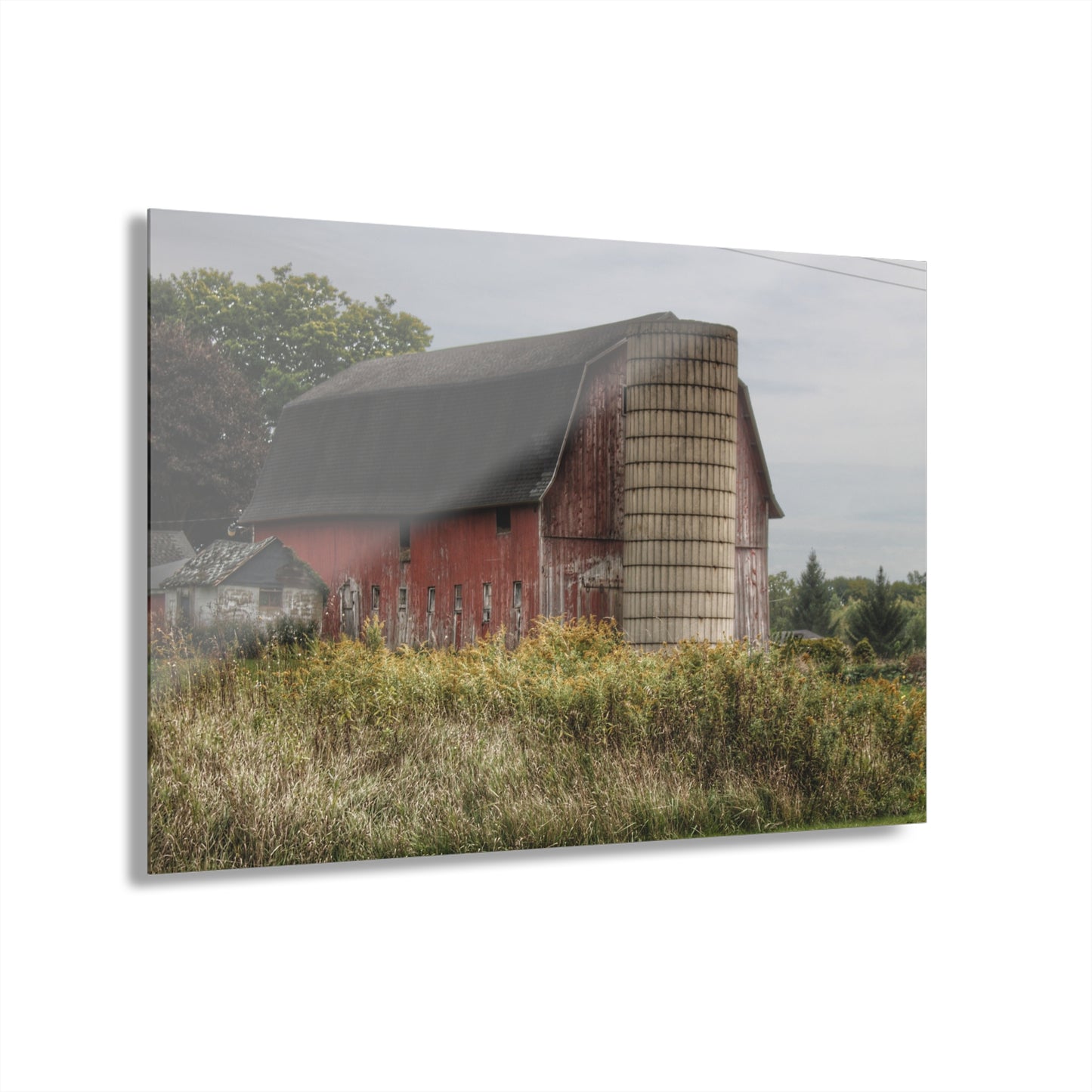 U R There Photography McDowell Road Old Red and Little White Rustic Farmhouse Acrylic Wall Print