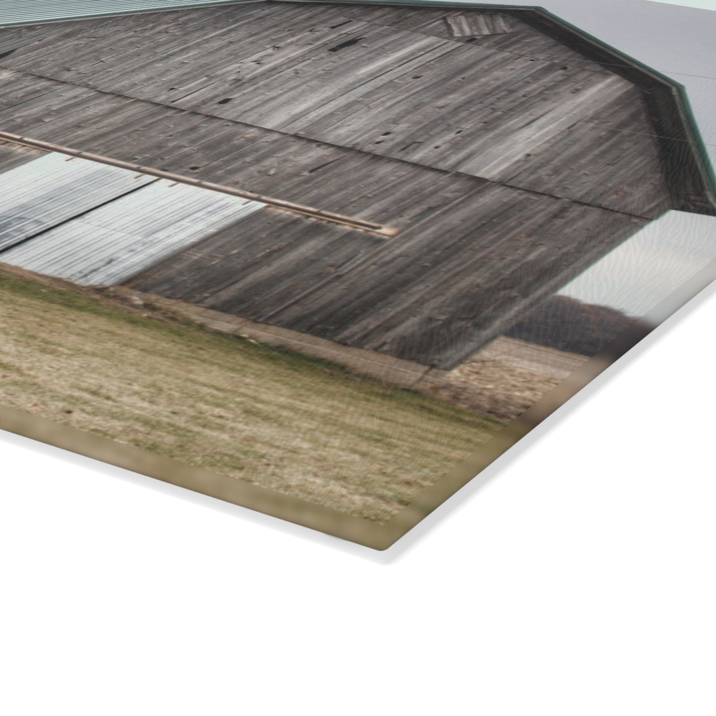 U R There Photography Loomis Road Grey Rustic Farmhouse Tempered-Glass Cutting Board