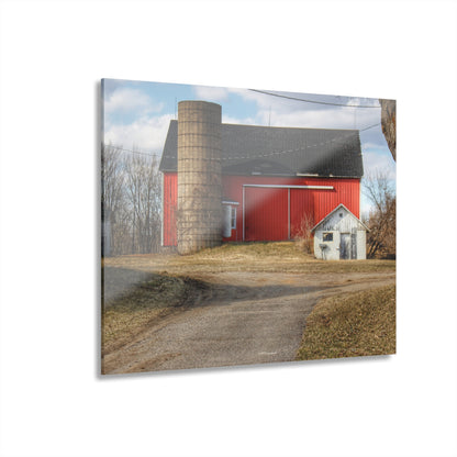 U R There Photography Mayville Road Red and Silo Rustic Farmhouse Acrylic Wall Print