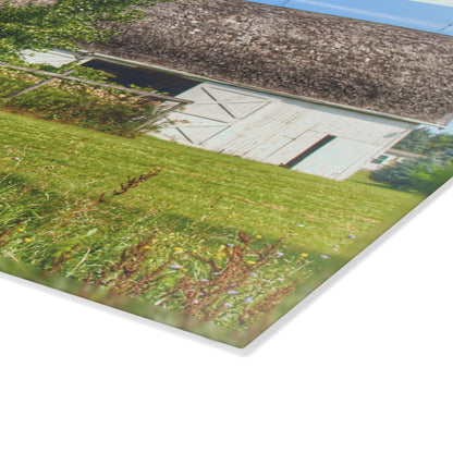 U R There Photography Country White Rustic Farmhouse Tempered-Glass Cutting Board
