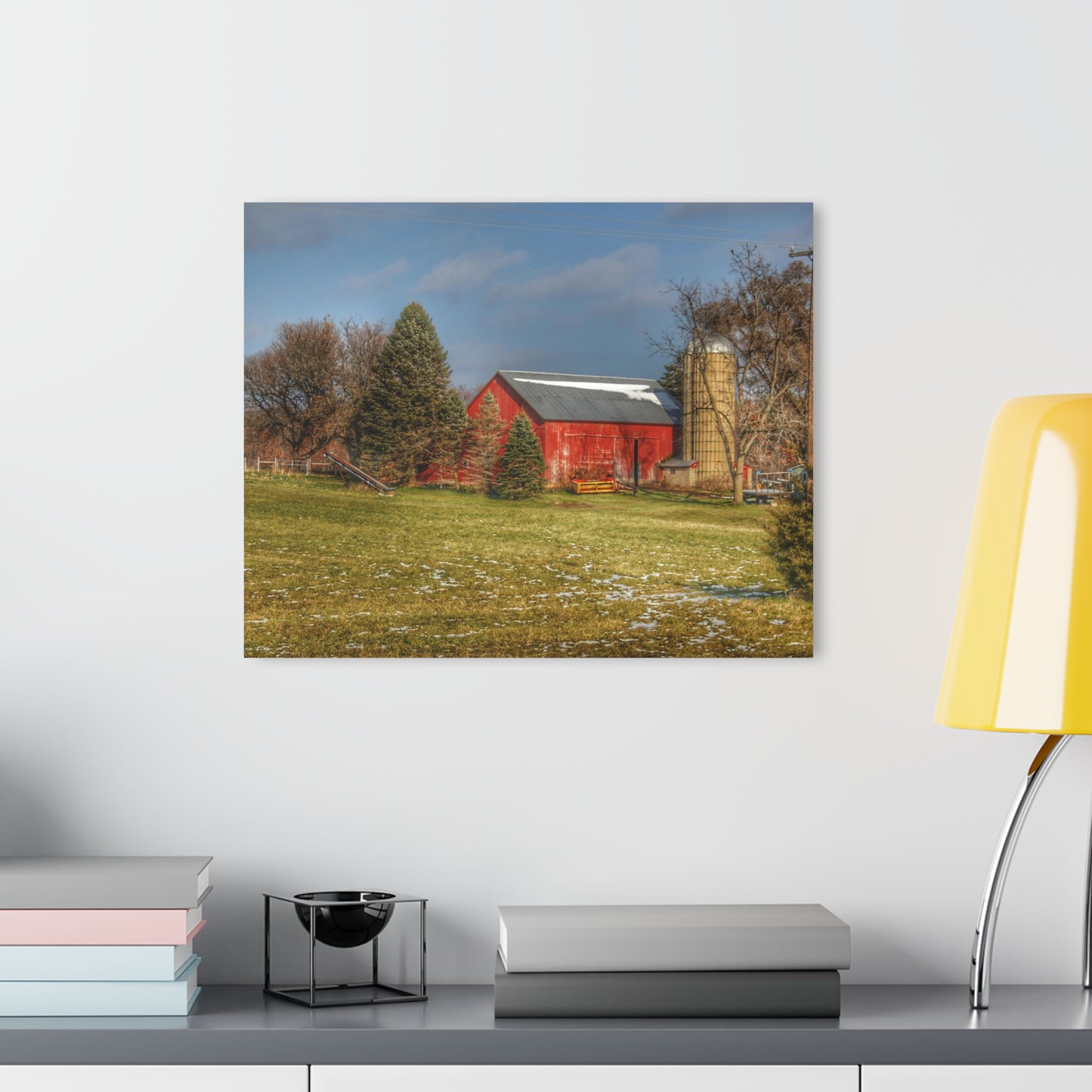 U R There Photography Columbiaville Road Red I Rustic Farmhouse Acrylic Wall Print
