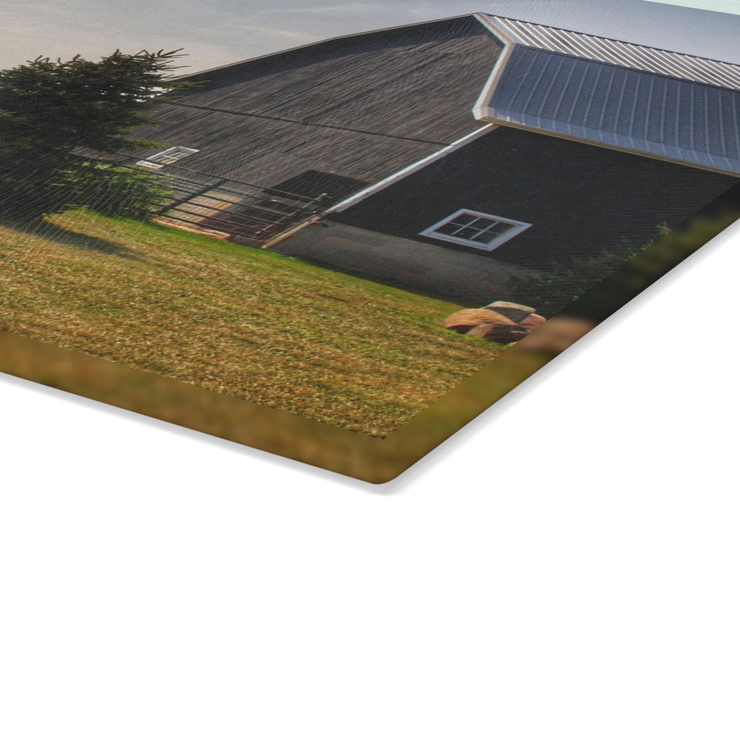 U R There Photography Black Haybarn Rustic Farmhouse Tempered-Glass Cutting Board